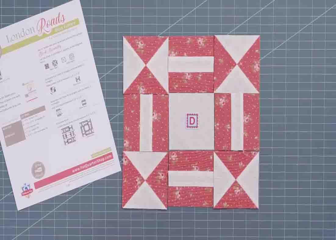 Assembling the London roads quilt block