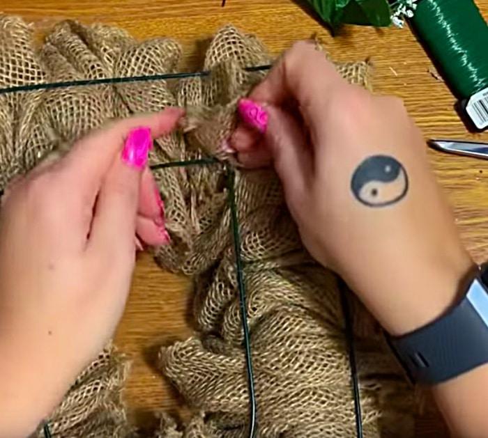 Learn to make a cute cheap quick easy Burlap Heart Wreath For Valentines Day