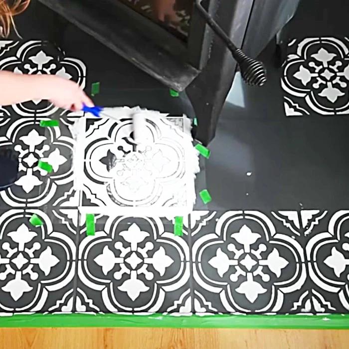 How To Stencil A Floor - Easy Floor Makeover - DIY Floor Ideas