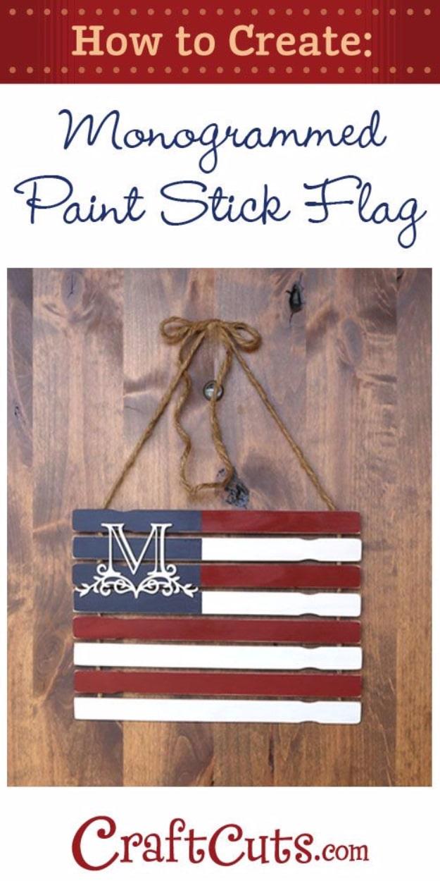 Monogrammed Paint Stick Flag, simple to scale up or down as needed and a small upgrade with a real visual payoff