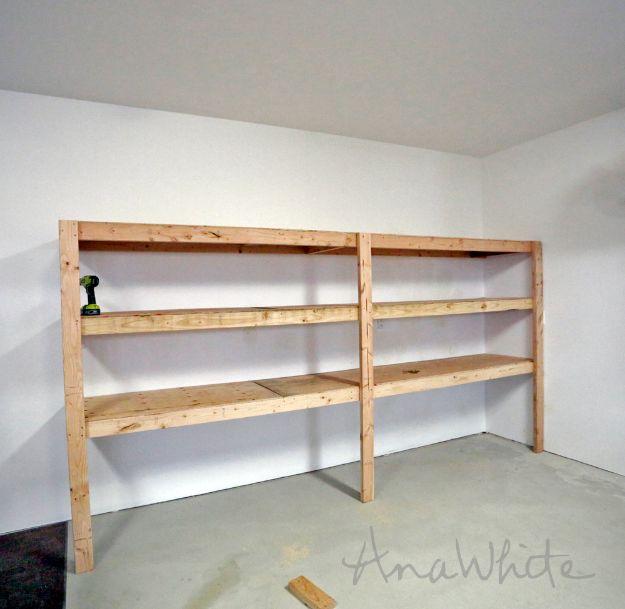 DIY Garage Shelving, simple to scale to fit almost any space and a nice way to make a plain corner feel finished
