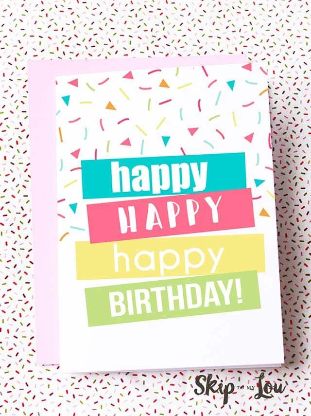 Free printable birthday card downloaded and printed at home for a genuine last minute birthday save for the whole family