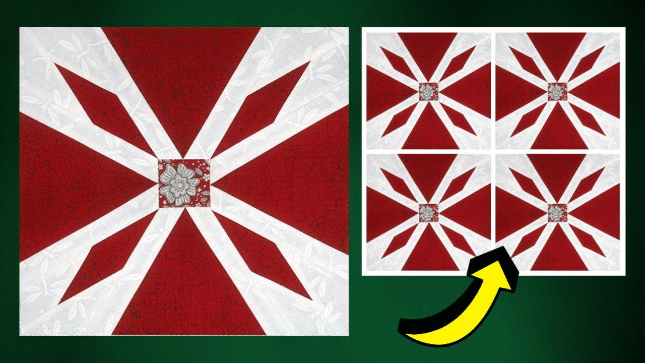 12″ Poinsettia Quilt Block Tutorial