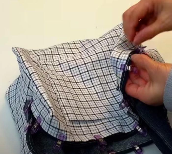 Make a denim bag with a lining