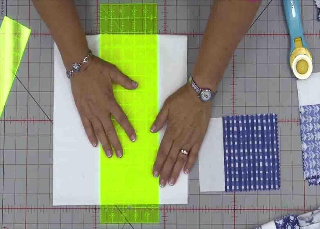 Cutting the sashing for the simple squares quilt