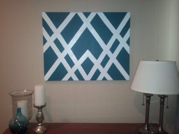 DIY Canvas Painting Ideas - Geometric Canvas Painting - Cool and Easy Wall Art Ideas You Can Make On A Budget #painting #diyart #diygifts