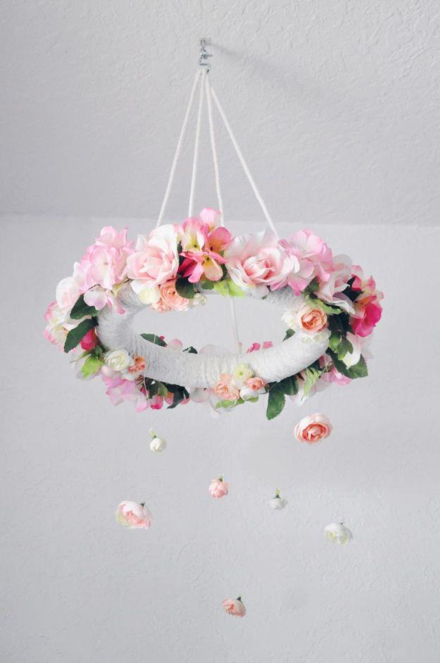 DIY Nursery Decor - DIY Flower Mobile - Easy Projects to Make for Baby Room - Decorations for Boy and Girl Rooms, Unisex, Minimalist and Modern Nurseries and Rustic, Farmhouse Styl
