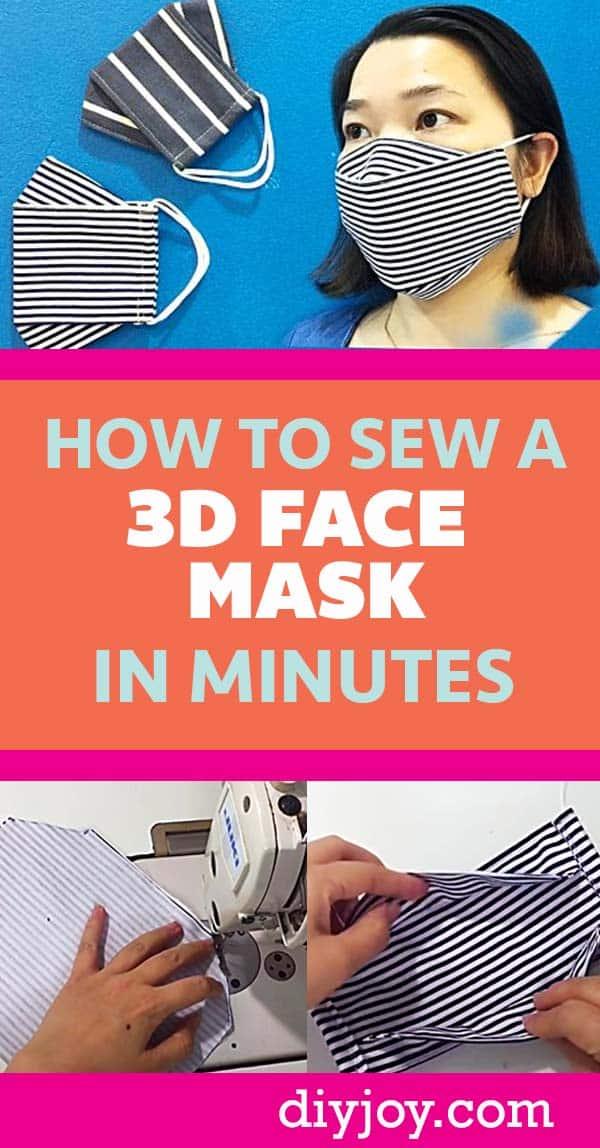 DIY Face Mask - How to Make A Face Mask That Does Not Touch The Face - Quick DIY Face Mask Patterns - Free Patterns for Making Fabric Masks - Sewing Tutorials and Project Videos -C