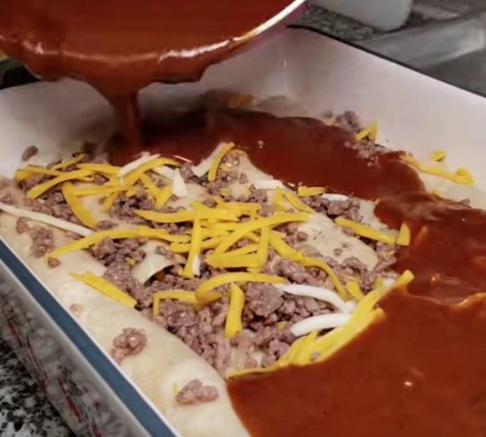 Make these easy Tex Mex cheese and beef enchiladas