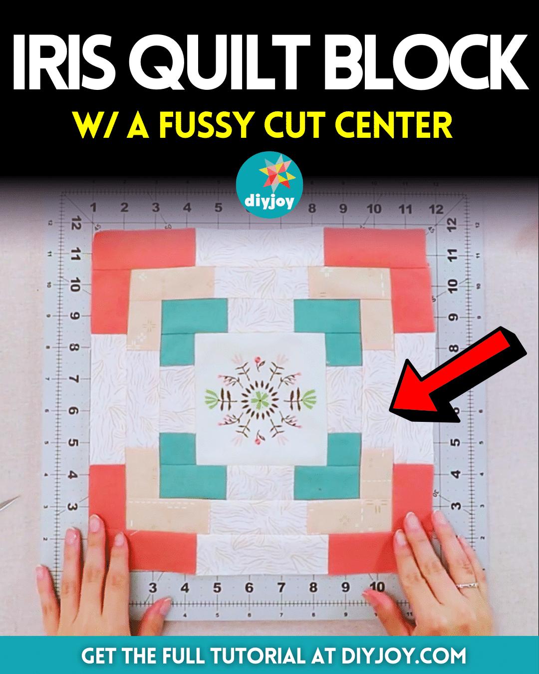 Iris Quilt Block w_ a Fussy Cut Center