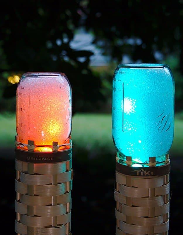 Mason Jar Techno Tiki Torch, a mason jar lighting idea worth trying this season and worth bookmarking for your next project