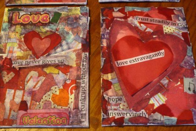 Acrylic Painting Tutorials and Techniques - Heart Collage Mixed Media Acrylic - How To Paint With Acrylic Paint- DIY Acrylic Painting Ideas on Canvas - Make Flowers, Ocean, Sky, Ab