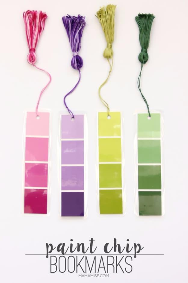 DIY Paint Chip Bookmarks, friendly for a beginner working with basic tools and a result sturdy enough for daily use