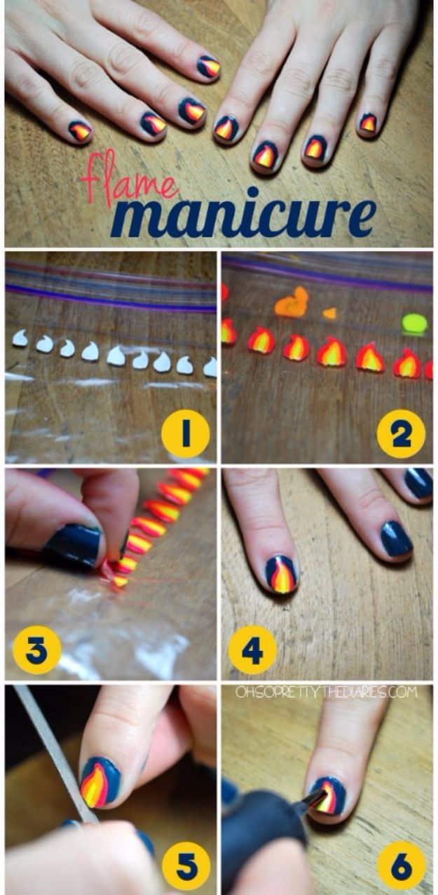 Flame Manicure, a fun way to switch up your everyday look and a simple design that still looks salon fresh