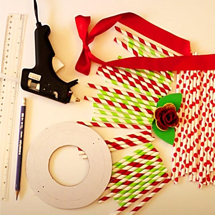 How To Make A Wreath From Straws - DIY Holiday Decor - Dollar Tree Christmas Ideas