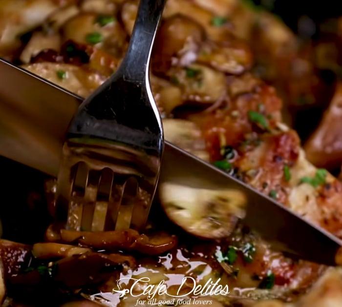 How To Make Skillet Garlic Mushroom Chicken Thighs