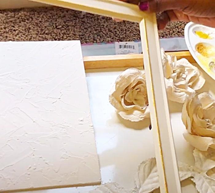 Cover A Canvas With Caulk To Make A Floral Wall Art Sculpture