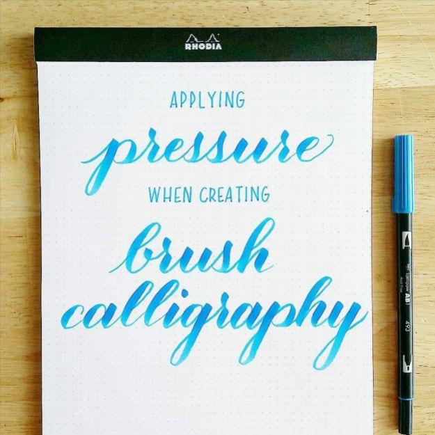 Brush Lettering Tutorials - Applying Pressure in Brush Calligraphy - Simple and Fun Calligraphy Tutorial Videos - How To Paint the Alphabet in Calligraphy Handwriting with Pens, Wa