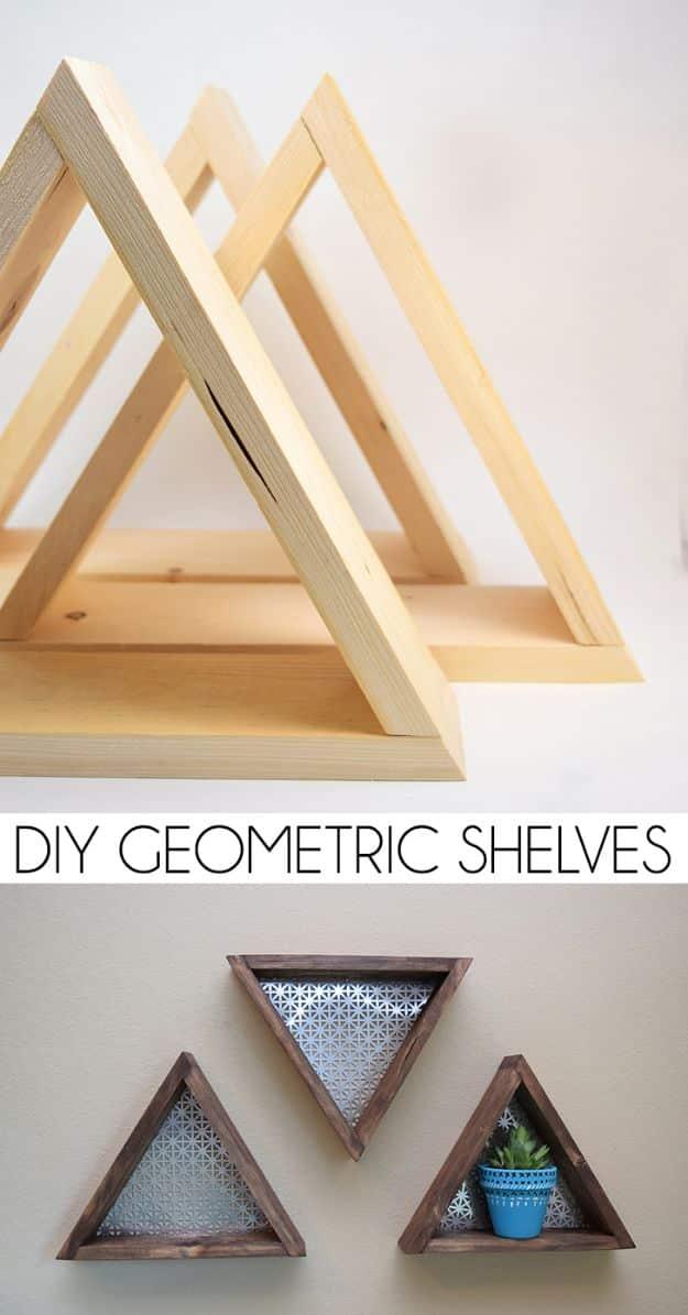DIY Geometric Shelves, quick enough to finish before nap time and a result that outshines anything mass produced