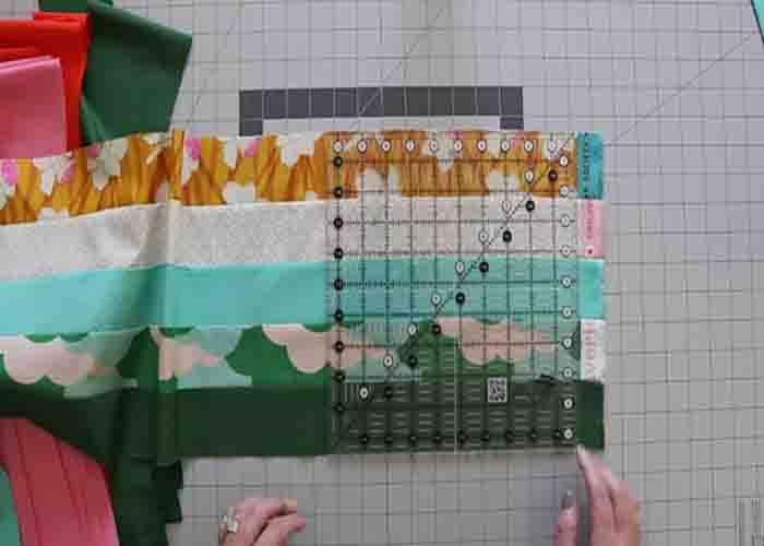 Cutting the strip sets into large square blocks