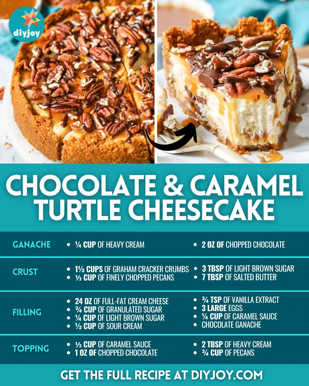 Easy Chocolate & Caramel Turtle Cheesecake Recipe