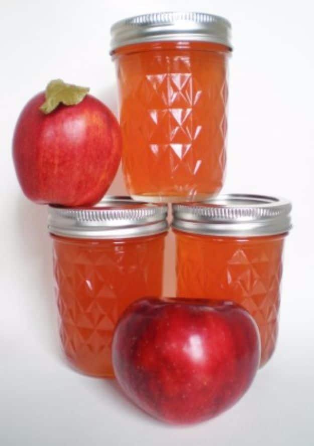 Apple core and peeling jelly in canning jars, pale amber and clear, made from tart apple peels and cores