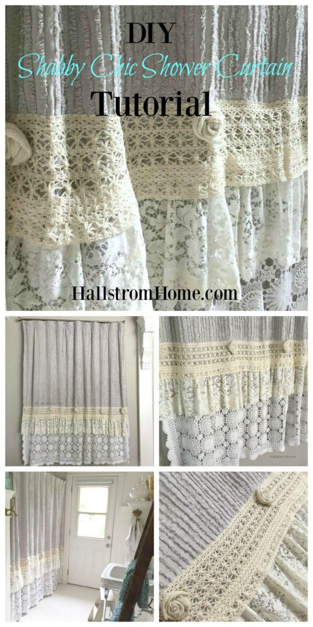 DIY Shabby Chic Shower Curtain, no special tools required to start and a small upgrade with a real visual payoff