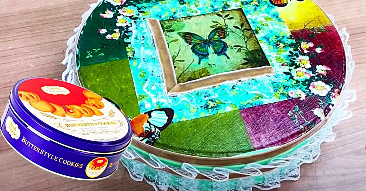 How To Turn A Cookie Tin Into A Sewing Box