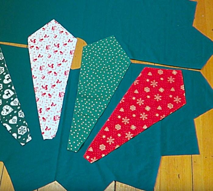 Learn to sew this dresden panel quilted Christmas Tree Skirt