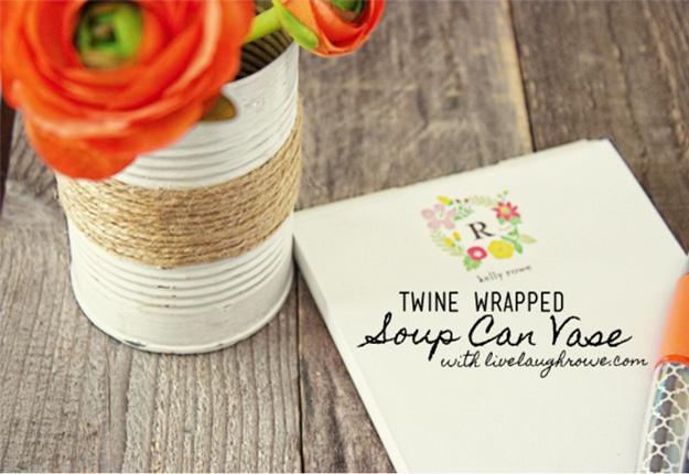 Rustic Twine Wrapped Vase, one of the best bedroom decor ideas on this list and a project that makes a great weekend activity