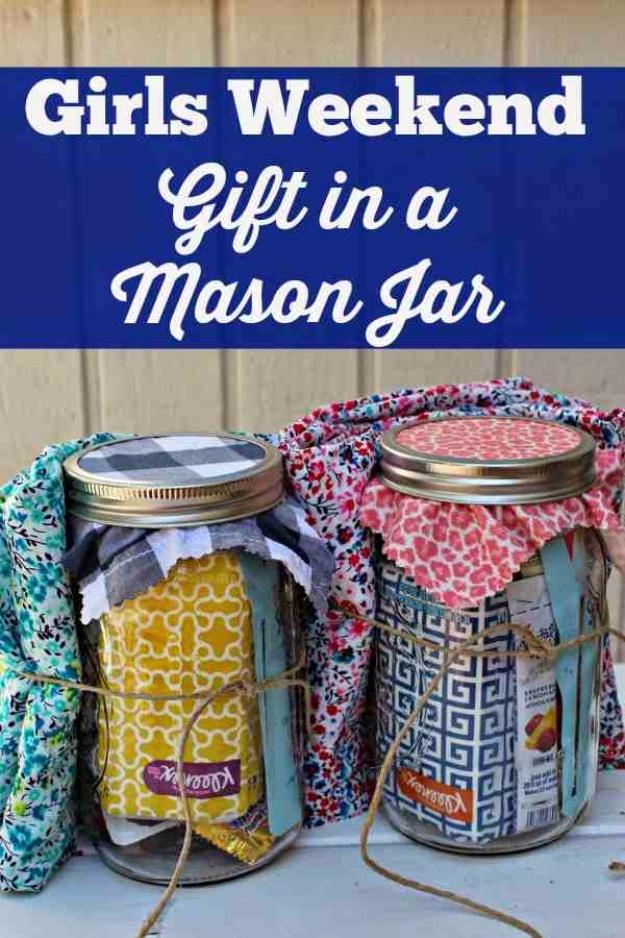 Girls Weekend Gift in a Mason Jar, a thoughtful homemade present, budget friendly for anyone gifting on a tight week