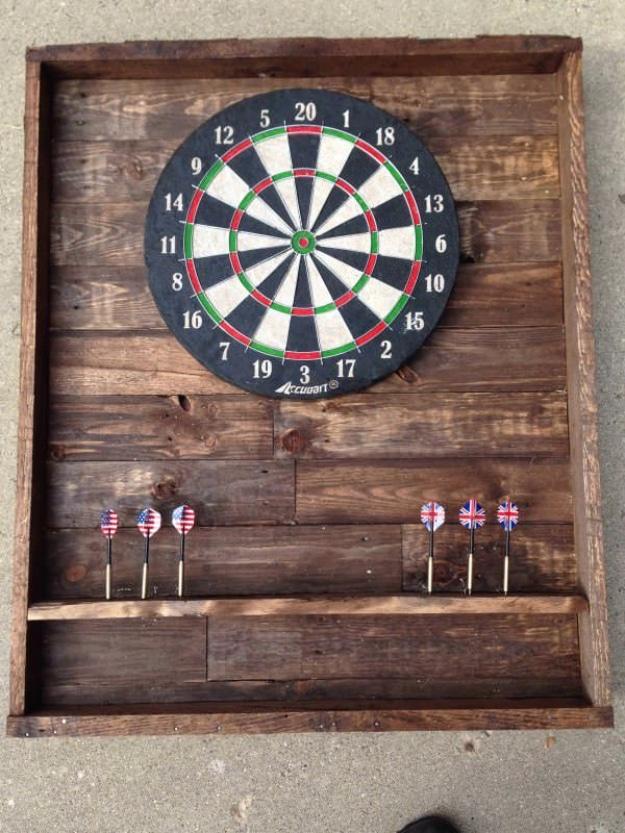 DIY Pallet Dart Board, quick enough to finish before nap time and a result that outshines anything mass produced
