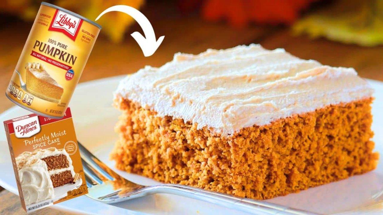 Easy Pumpkin Spice Cake w/ Brown Sugar Frosting Recipe