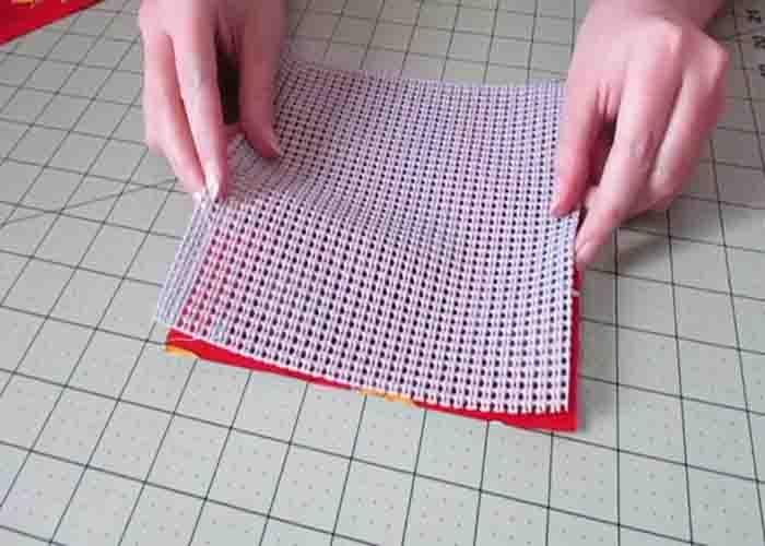 Lining the fabrics to make the DIY jar opener