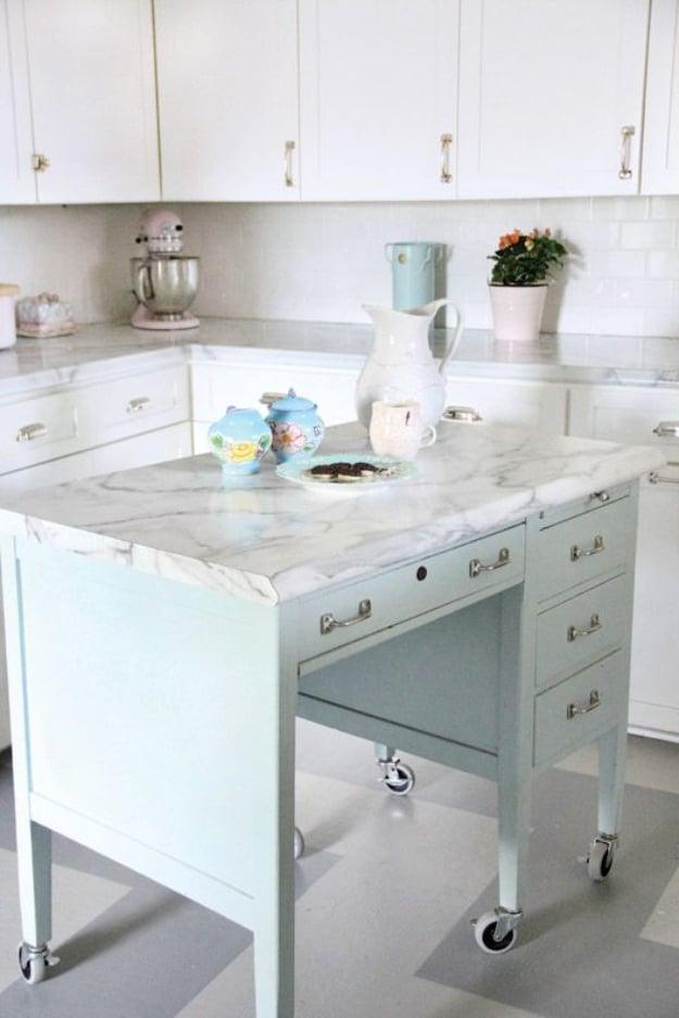 Faux Marble Kitchen Island, a quick idea that comes together fast and an idea worth saving for later