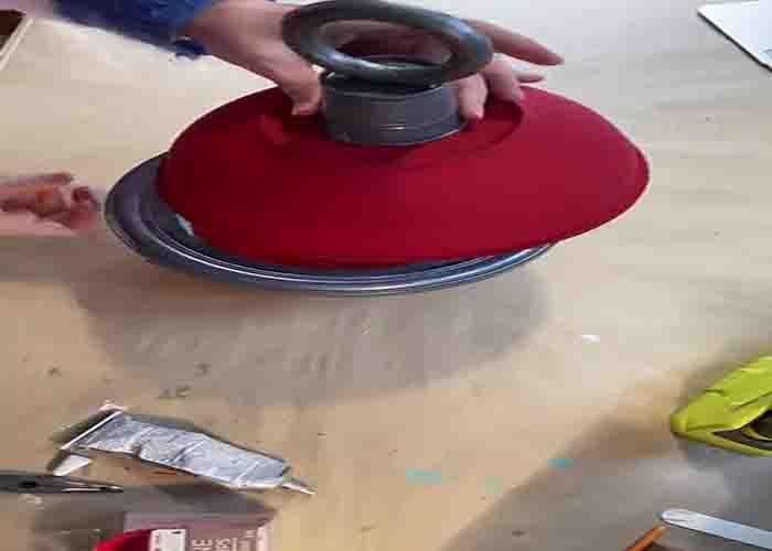 Assembling the DIY Dollar Tree Christmas bell
