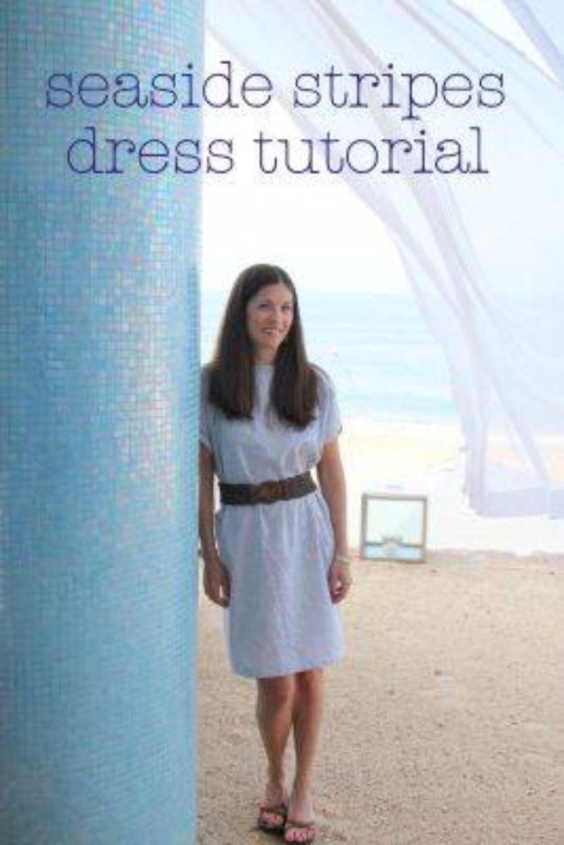 DIY Dresses to Sew for Summer - Seaside Stripes Summer Dress - Best Free Patterns For Dress Ideas - Easy and Cheap Clothes to Make for Women and Teens - Step by Step Sewing Project