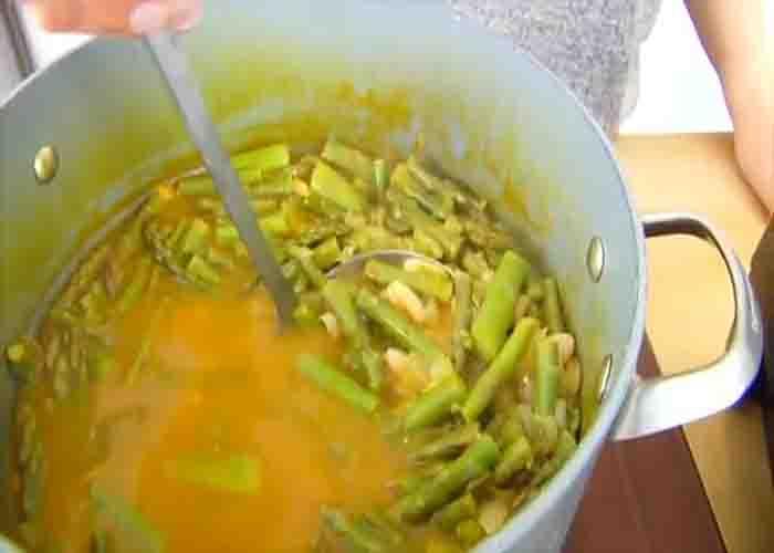 Cooking the asparagus for the soup recipe