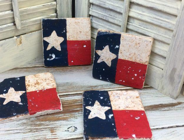 How To Make Texas Tile Coasters, quick enough to pull off on a lazy weekend and a display that photographs beautifully