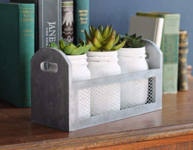 Farmhouse Style Mason Jar Planter, a project worth saving for later and a project the whole family can help with