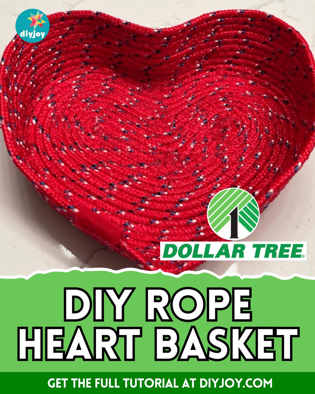 Easy DIY Dollar Tree Rope Heart Basket Tutorial