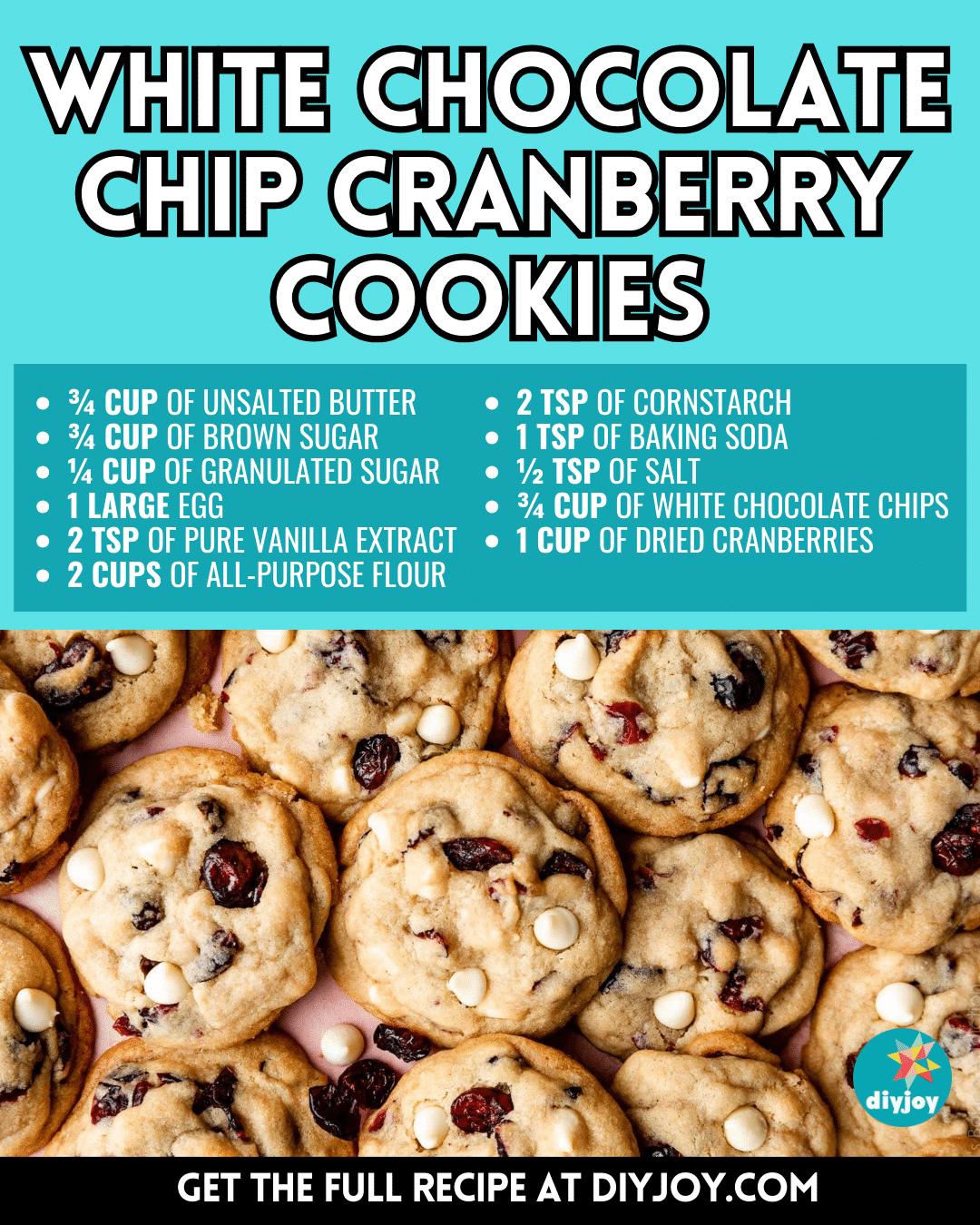 Easy White Chocolate Chip Cranberry Cookies Recipe