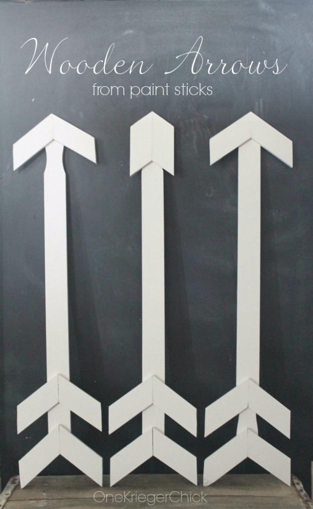 DIY Wooden Arrows From Paint Sticks, a reclaimed wood craft, easy enough for a beginner and a charming handmade detail