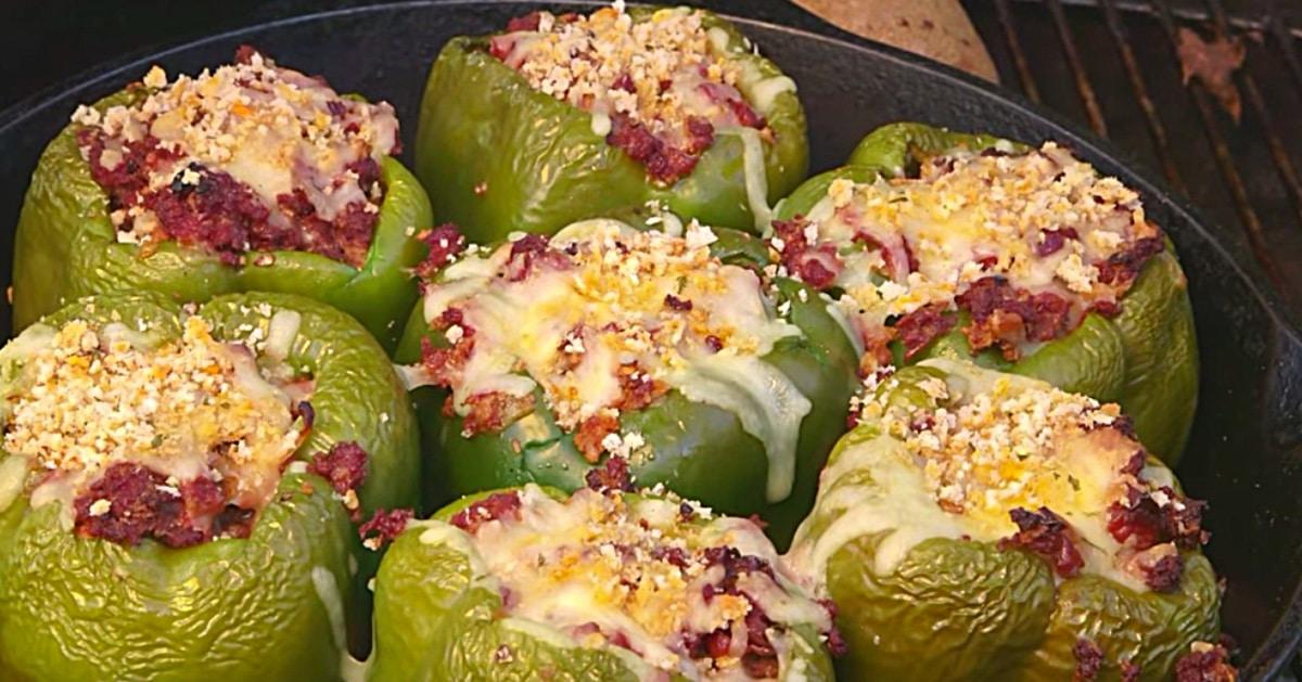 Ground Beef And Smoked Sausage Stuffed Peppers Recipe