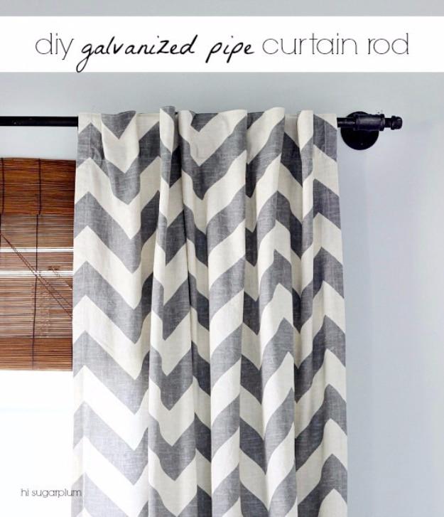 DIY Galvanized Pipe Curtain Rod, simple to scale up or down as the layout allows and a result sturdy enough for daily use