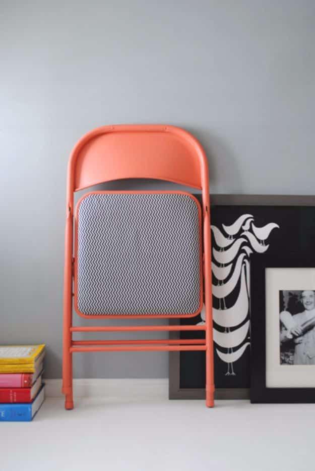 Folding Chair Redo, a budget friendly way to update a room and a creative way to give an old piece new life