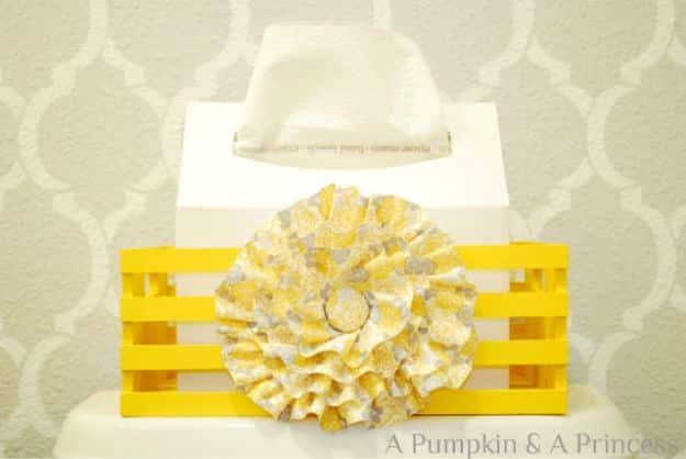 Tissue Box Cover, cheap to pull off with items from a bargain aisle and the kind of upgrade neighbors notice right away