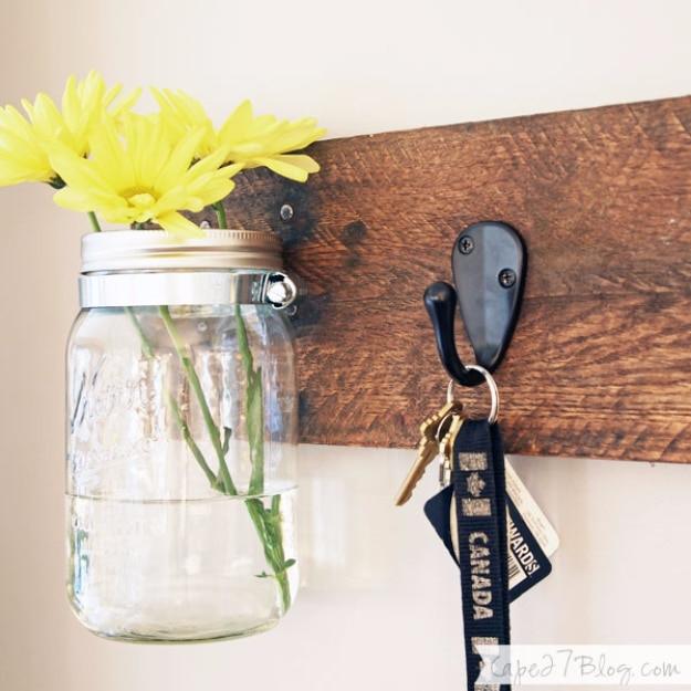 DIY Mason Jar Vase Key Hooks, an upcycled glass accent, easy to scale up for a full batch and a keepsake worth handing down