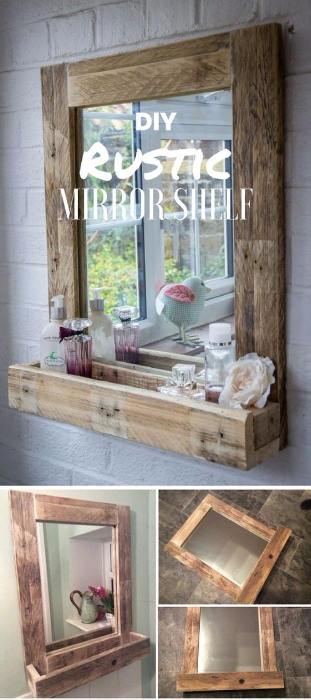 DIY Rustic Mirror Shelf, a statement design element, quick enough to finish before nap time and a keepsake worth handing down