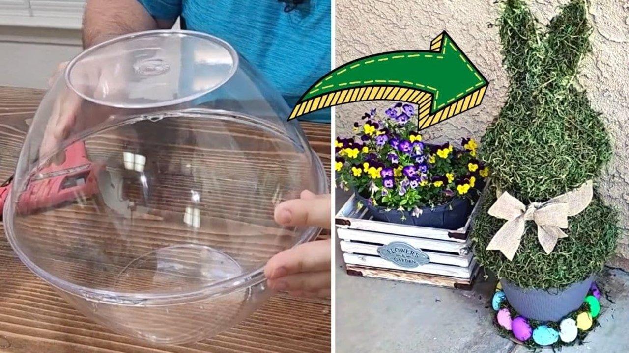 Easter Porch Decor Using Dollar Store Bowls